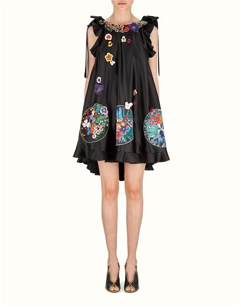 fendi crosshatch navy flower dress|Fendi shirt dresses.